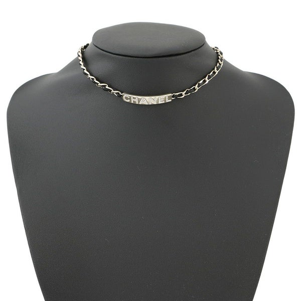 シャネル チョーカー ロゴプレート チェーン B21V AB4711 CHANEL ネックレス アクセサリー 黒