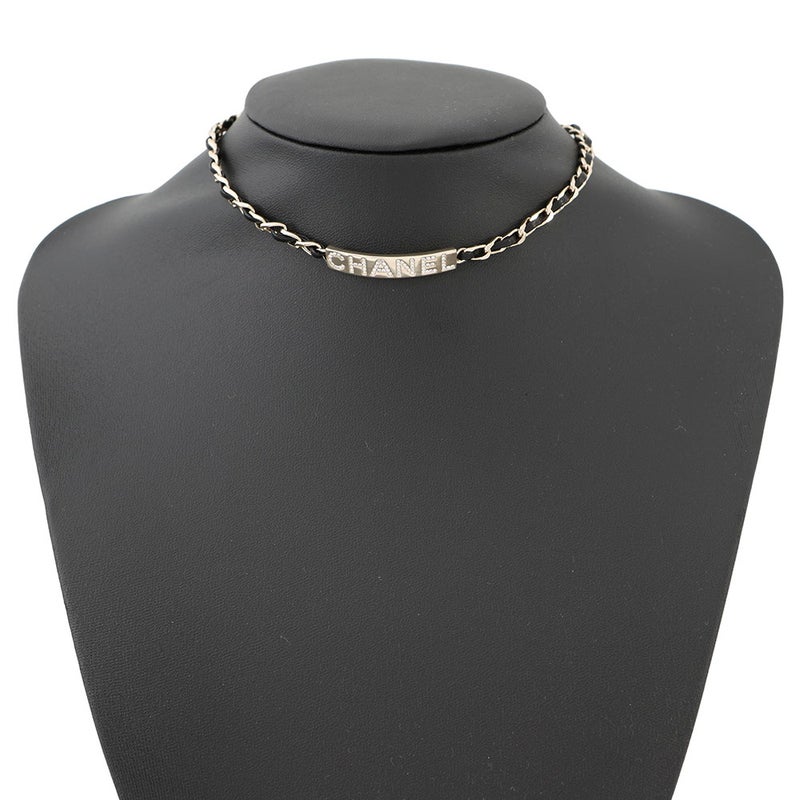 シャネル チョーカー ロゴプレート チェーン B21V AB4711 CHANEL ネックレス アクセサリー 黒