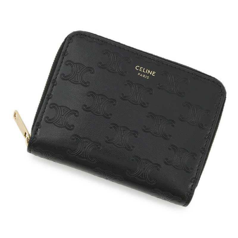 セリーヌ コインケース トリオンフ コンパクト ジップドウォレット レザー 10B663BFU CELINE 財布 黒