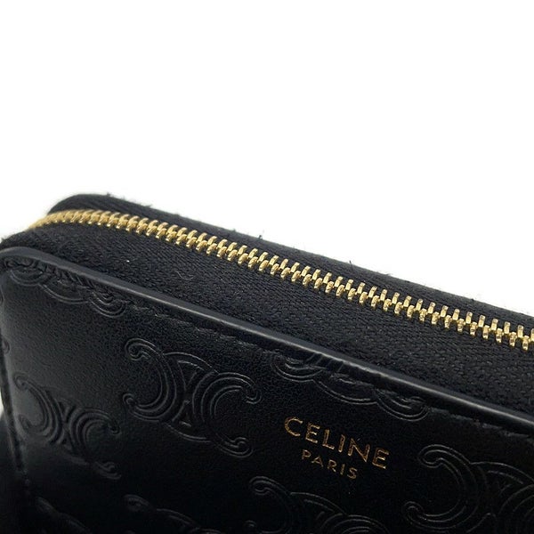 セリーヌ コインケース トリオンフ コンパクト ジップドウォレット レザー 10B663BFU CELINE 財布 黒