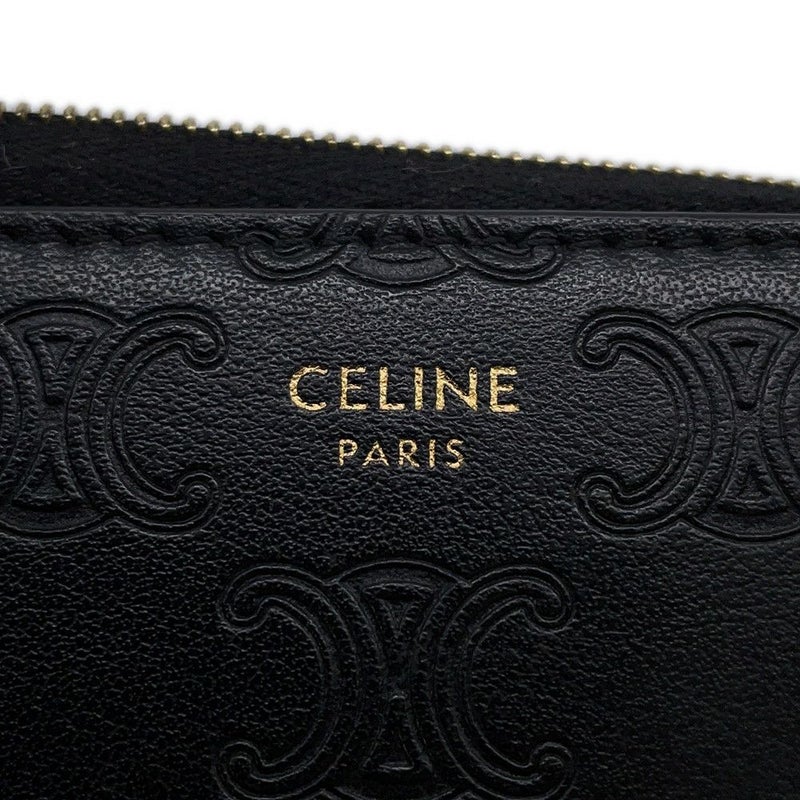 セリーヌ コインケース トリオンフ コンパクト ジップドウォレット レザー 10B663BFU CELINE 財布 黒