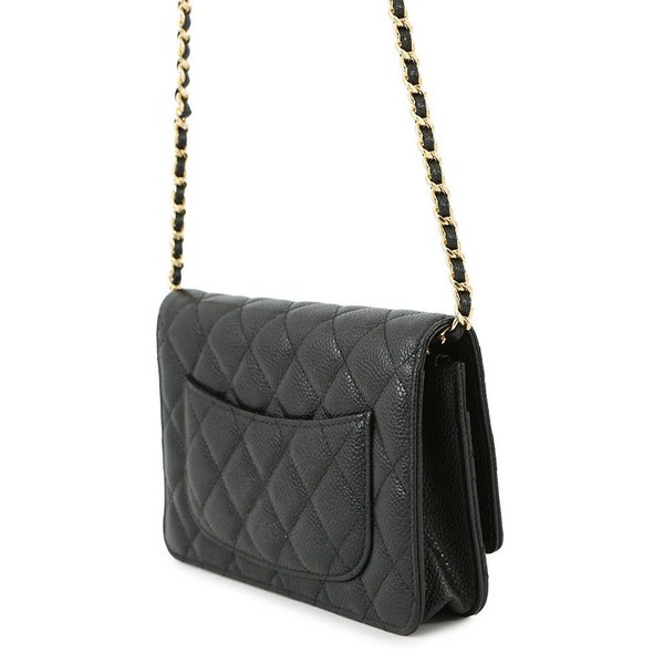 シャネル チェーンウォレット クラシック マトラッセ ココマーク キャビアスキン AP0250 CHANEL 財布 ブラック 黒