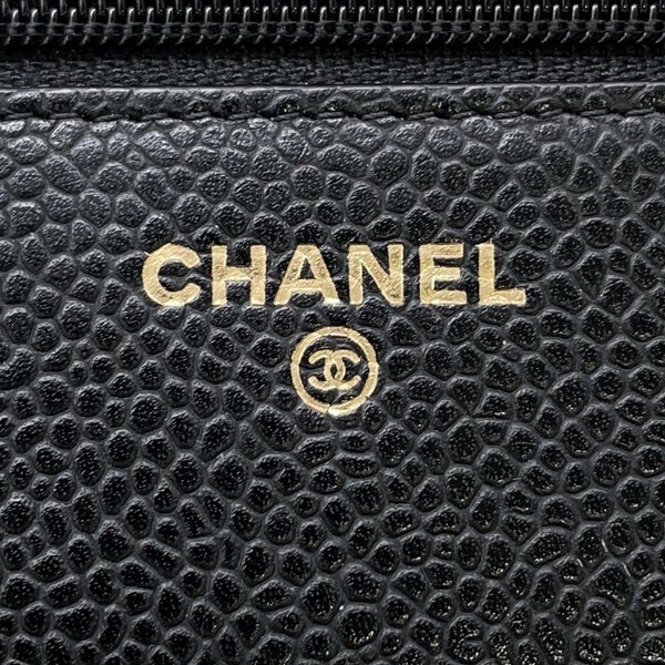 シャネル チェーンウォレット クラシック マトラッセ ココマーク キャビアスキン AP0250 CHANEL 財布 ブラック 黒