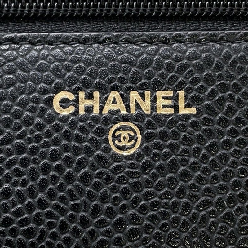 シャネル チェーンウォレット クラシック マトラッセ ココマーク キャビアスキン AP0250 CHANEL 財布 ブラック 黒