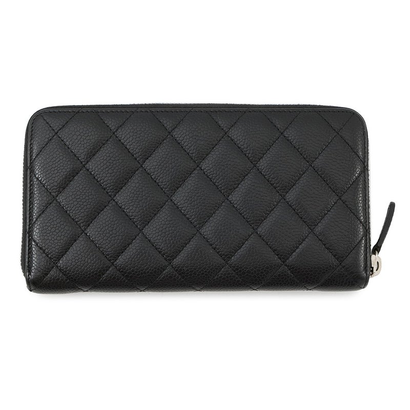 シャネル 長財布 クラシック ロング ジップ ウォレット ココマーク マトラッセ キャビアスキン A50097 CHANEL 黒