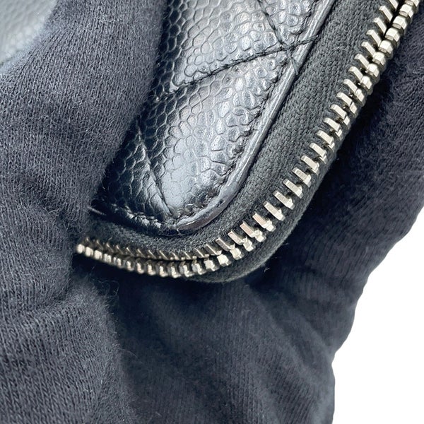 シャネル 長財布 クラシック ロング ジップ ウォレット ココマーク マトラッセ キャビアスキン A50097 CHANEL 黒