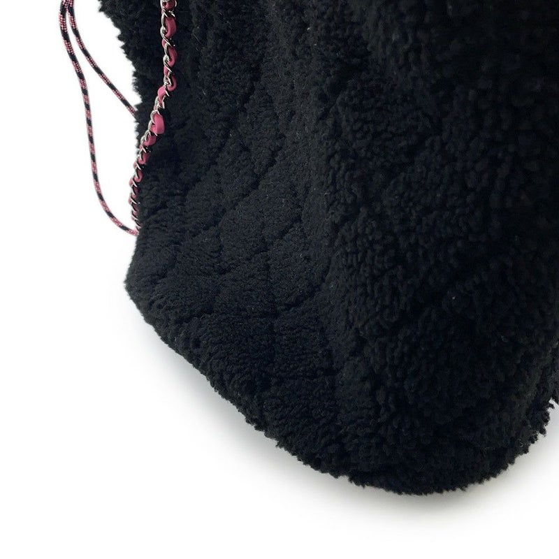 シャネル トートバッグ ココマーク ココネージュ ツイード ムートン AS0981 CHANEL バッグ 巾着バッグ 黒