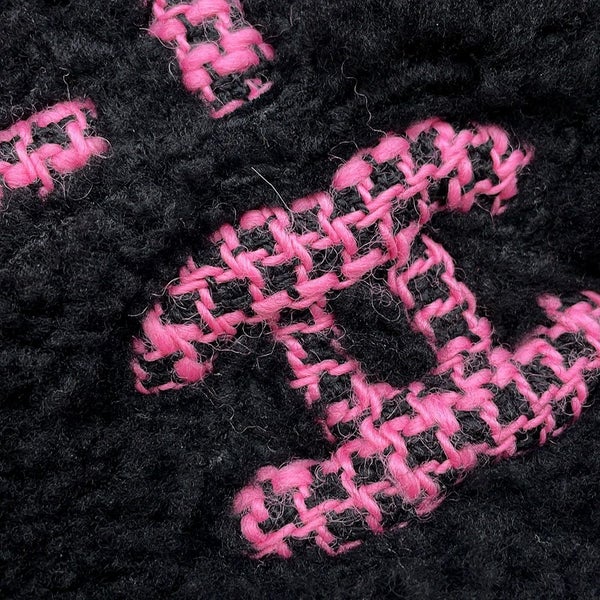 シャネル トートバッグ ココマーク ココネージュ ツイード ムートン AS0981 CHANEL バッグ 巾着バッグ 黒