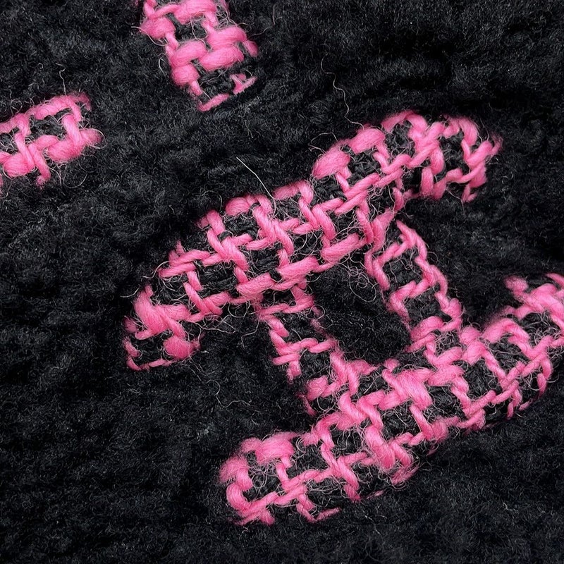 シャネル トートバッグ ココマーク ココネージュ ツイード ムートン AS0981 CHANEL バッグ 巾着バッグ 黒