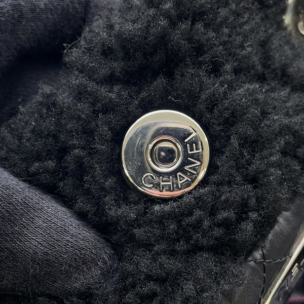 シャネル トートバッグ ココマーク ココネージュ ツイード ムートン AS0981 CHANEL バッグ 巾着バッグ 黒