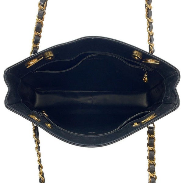 シャネル チェーントートバッグ ココマーク ラムスキン CHANEL バッグ 黒