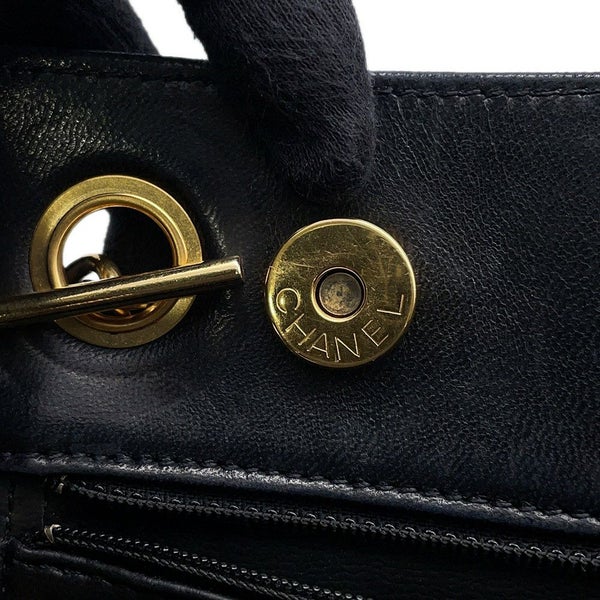 シャネル チェーントートバッグ ココマーク ラムスキン CHANEL バッグ 黒