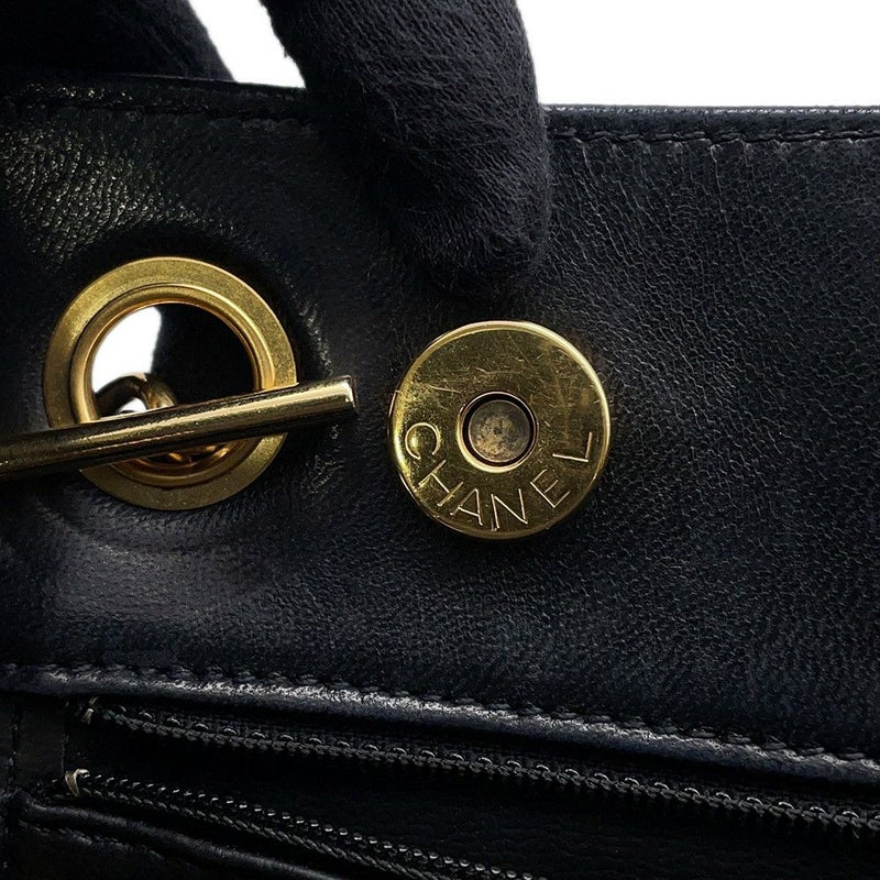 シャネル チェーントートバッグ ココマーク ラムスキン CHANEL バッグ 黒
