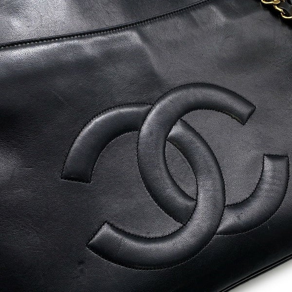 シャネル チェーントートバッグ ココマーク ラムスキン CHANEL バッグ 黒