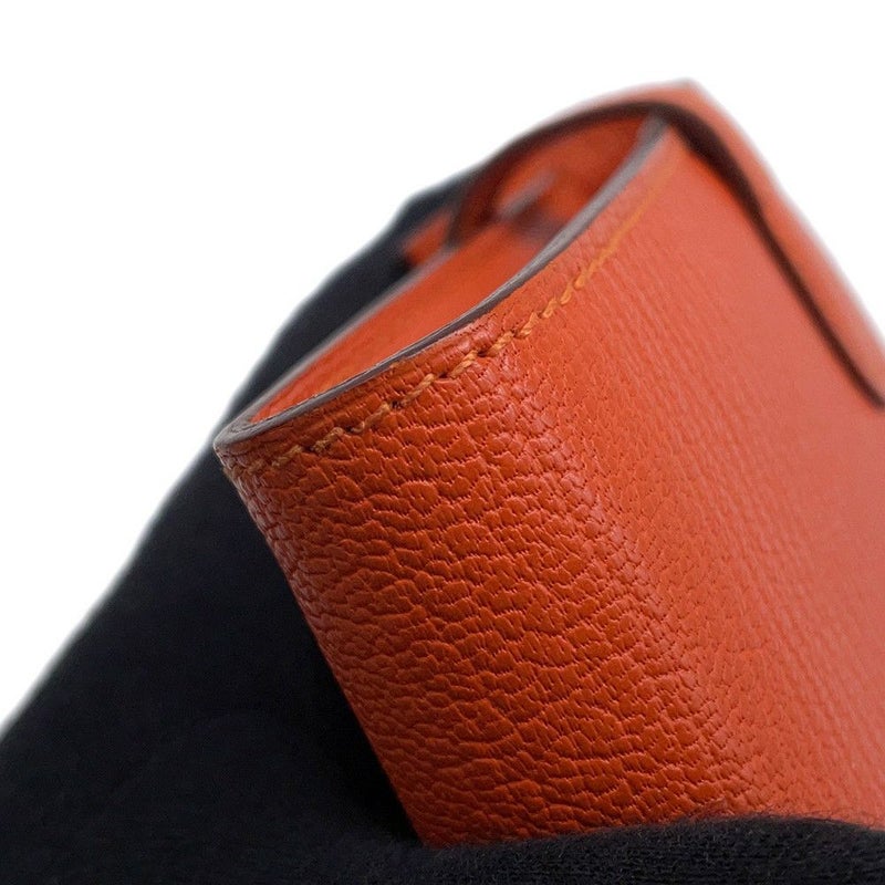 エルメス 長財布 ケリーウォレット ロング オレンジ/シルバー金具 シェブルミゾル □Q刻印