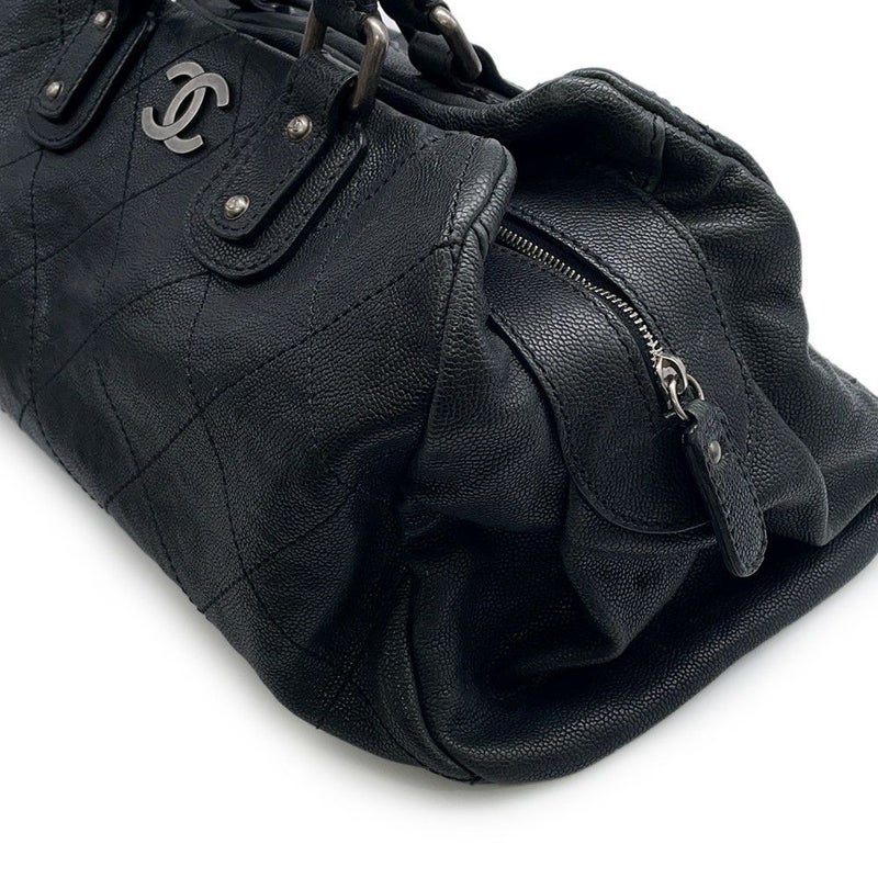 シャネル ボストンバッグ ワイルドステッチ マトラッセ ココマーク キャビアスキン A33045 CHANEL バッグ 黒