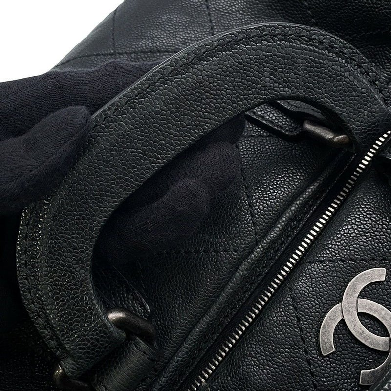 シャネル ボストンバッグ ワイルドステッチ マトラッセ ココマーク キャビアスキン A33045 CHANEL バッグ 黒