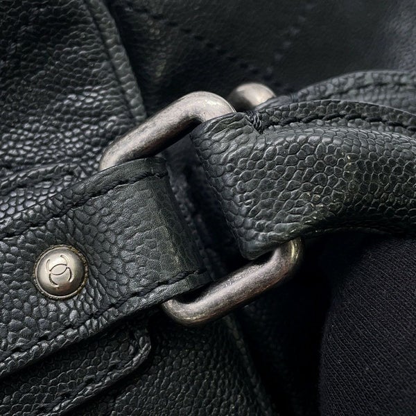 シャネル ボストンバッグ ワイルドステッチ マトラッセ ココマーク キャビアスキン A33045 CHANEL バッグ 黒