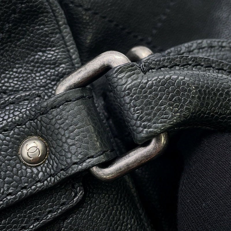 シャネル ボストンバッグ ワイルドステッチ マトラッセ ココマーク キャビアスキン A33045 CHANEL バッグ 黒