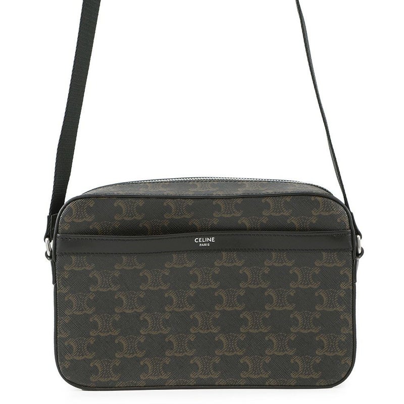 セリーヌ ショルダーバッグ トリオンフ メッセンジャーバッグ PVC/レザー CELINE 黒