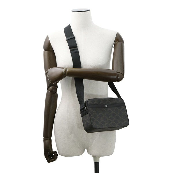 セリーヌ ショルダーバッグ トリオンフ メッセンジャーバッグ PVC/レザー CELINE 黒