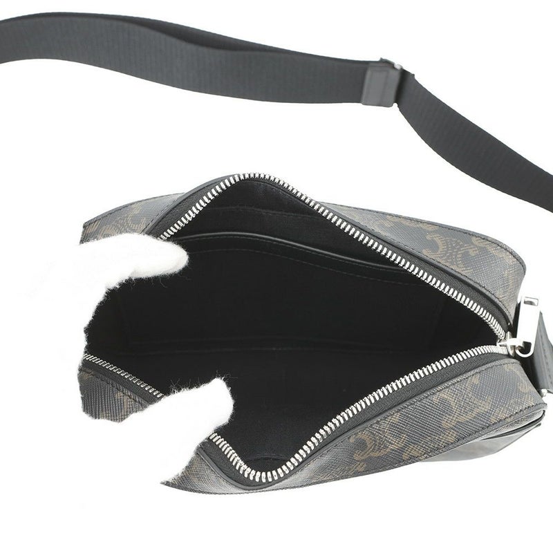 セリーヌ ショルダーバッグ トリオンフ メッセンジャーバッグ PVC/レザー CELINE 黒