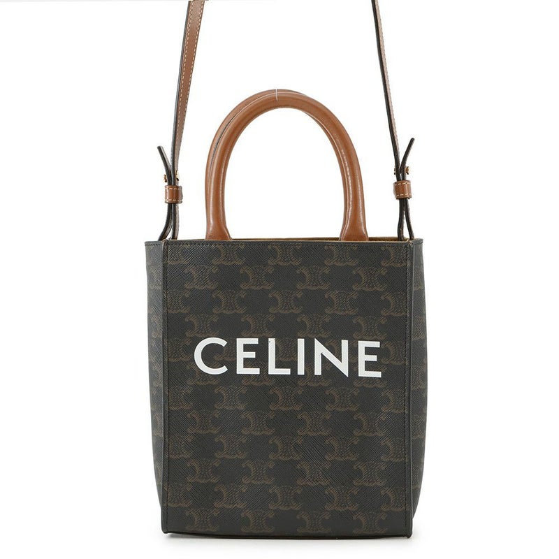 セリーヌ ハンドバッグ トリオンフ ミニ バーティカル カバ 194372 CELINE 2way ブラウン