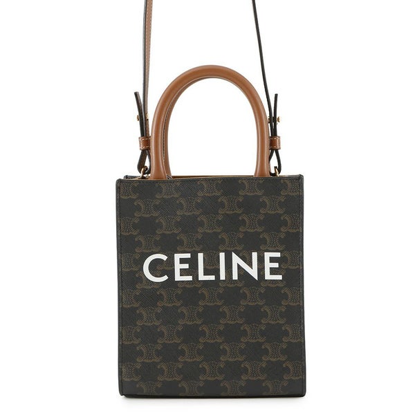 セリーヌ ハンドバッグ トリオンフ ミニ バーティカル カバ 194372 CELINE 2way ブラウン
