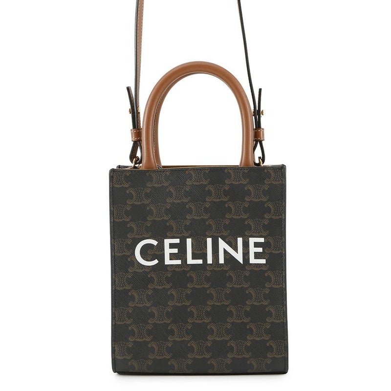 セリーヌ ハンドバッグ トリオンフ ミニ バーティカル カバ 194372 CELINE 2way ブラウン