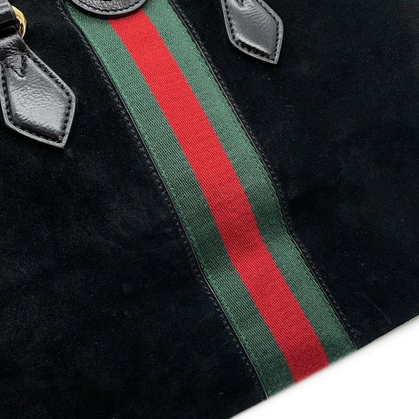 グッチ ハンドバッグ オフディア GG スエード/レザー 524533 GUCCI バッグ  黒