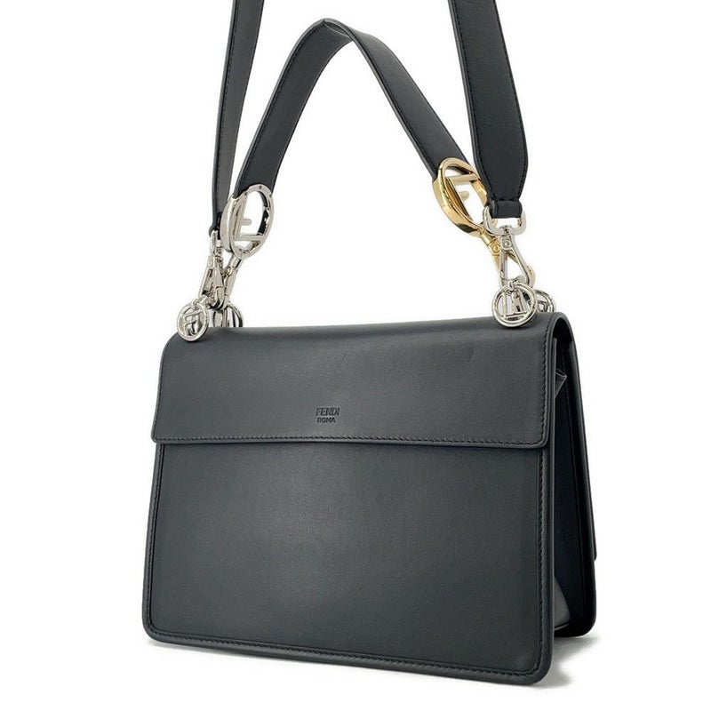 フェンディ ショルダーバッグ キャナイエフ レザー/ベルベット ズッカ柄 8BT284 FENDI ２Way ハンドバッグ 黒