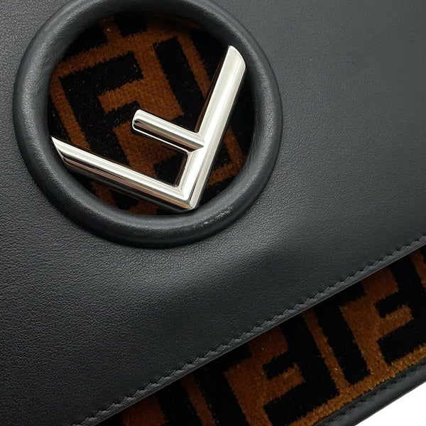 フェンディ ショルダーバッグ キャナイエフ レザー/ベルベット ズッカ柄 8BT284 FENDI ２Way ハンドバッグ 黒