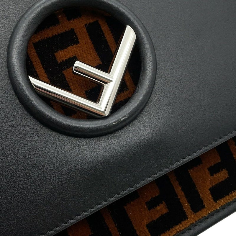 フェンディ ショルダーバッグ キャナイエフ レザー/ベルベット ズッカ柄 8BT284 FENDI ２Way ハンドバッグ 黒