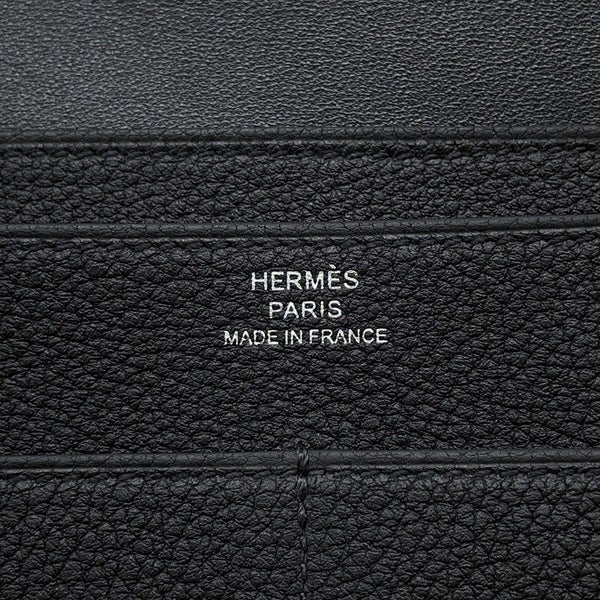 エルメス 長財布 ドゴンロング GM ブラック/シルバー金具 エバーカラー B刻印 HERMES 財布 黒