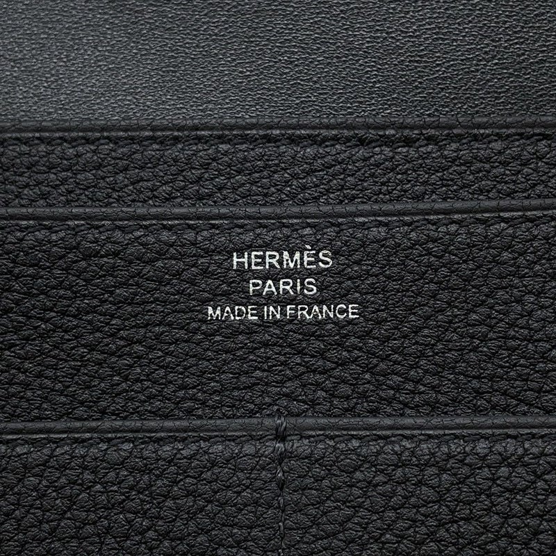エルメス 長財布 ドゴンロング GM ブラック/シルバー金具 エバーカラー B刻印 HERMES 財布 黒