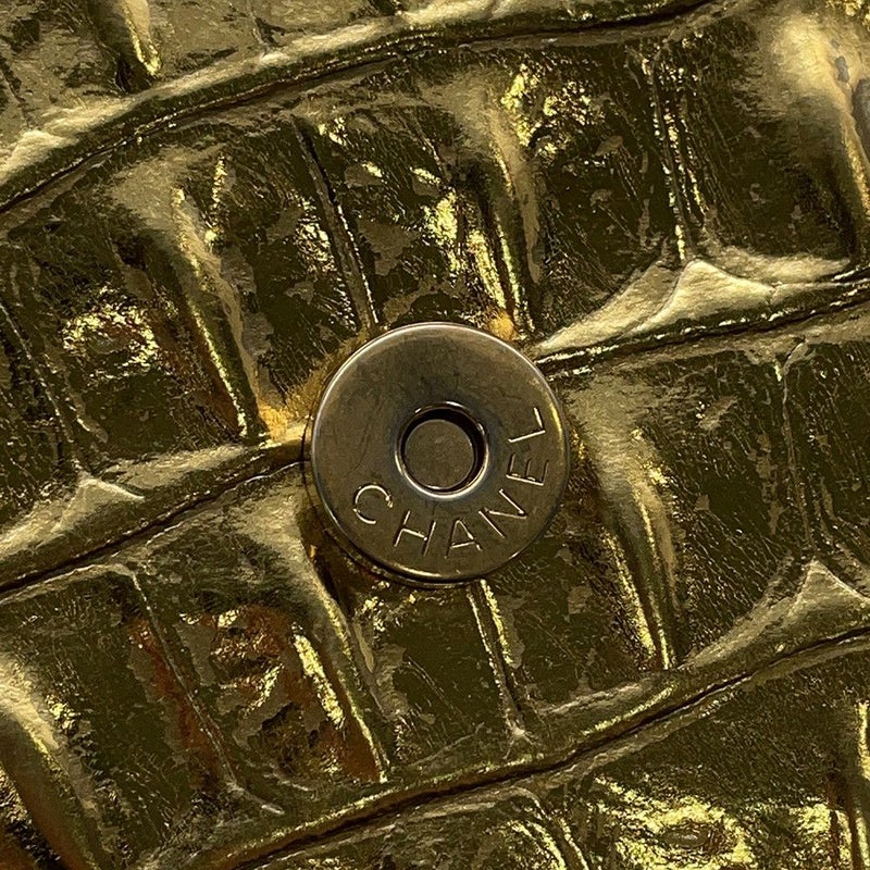 シャネル チェーンウォレット クロコ型押しレザー ココマーク CHANEL 財布