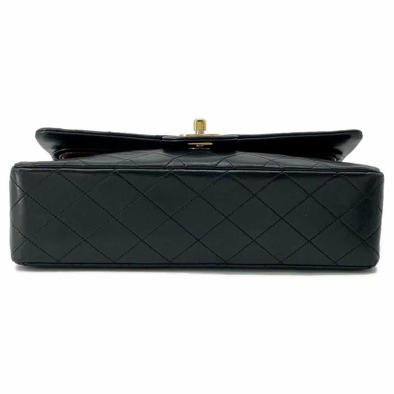 シャネル チェーンショルダーバッグ マトラッセ25 ココマーク ラムスキン ダブルチェーン A01112 黒