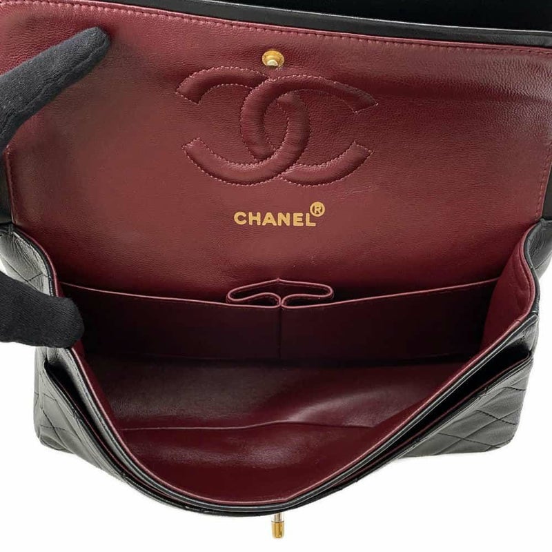 シャネル チェーンショルダーバッグ マトラッセ25 ココマーク ラムスキン ダブルチェーン A01112 黒