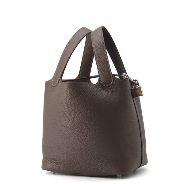 エルメス ハンドバッグ ピコタンロックPM エベンヌ/シルバー金具 トリヨンクレマンス K刻印 HERMES トートバッグ