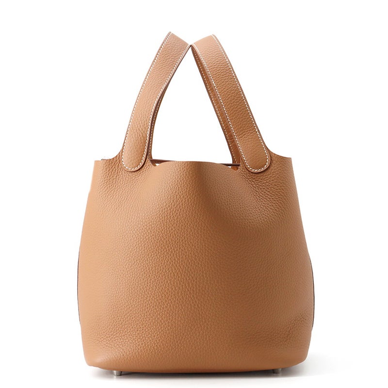 エルメス ハンドバッグ ピコタンロックMM ゴールド/シルバー金具 トリヨンクレマンス K刻印 HERMES トートバッグ