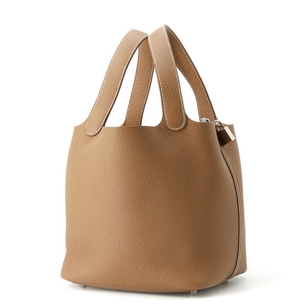 エルメス ハンドバッグ ピコタンロックMM ゴールド/シルバー金具 トリヨンクレマンス K刻印 HERMES トートバッグ