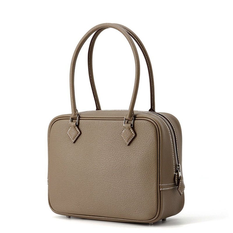 エルメス ハンドバッグ プリュム ミニ エトゥープ/シルバー金具 シェブルミゾル K刻印 HERMES バッグ シェーブル