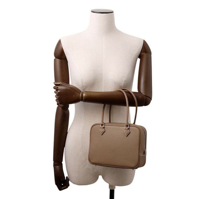 エルメス ハンドバッグ プリュム ミニ エトゥープ/シルバー金具 シェブルミゾル K刻印 HERMES バッグ シェーブル
