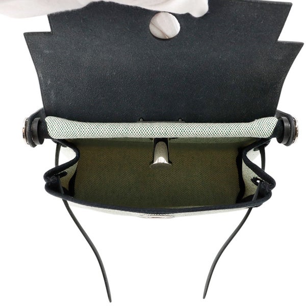 エルメス ショルダーバッグ エールバッグジップ ミニ ブラック/エクリュ/シルバー金具 トワルミリタリー/ヴァッシュハンター K刻印 黒