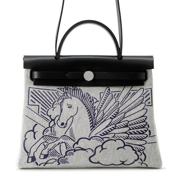 エルメス エールバッグジップPM ペガサスポップ ブラック/ブルーインディゴ/エクリュ/シルバー金具 トワルアッシュ/ヴァッシュハンター Y刻印 黒