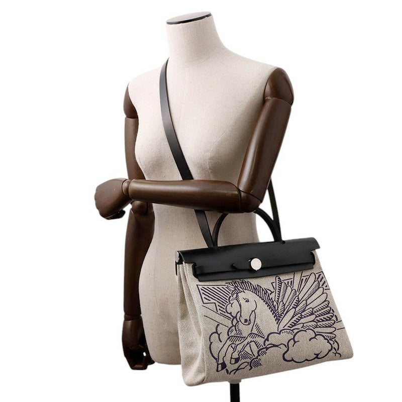 エルメス エールバッグジップPM ペガサスポップ ブラック/ブルーインディゴ/エクリュ/シルバー金具 トワルアッシュ/ヴァッシュハンター Y刻印 黒