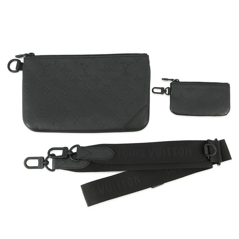 ルイヴィトン ショルダーバッグ モノグラム・シャドウ トリオ・メッセンジャー M46602 LOUIS VUITTON ブラック 黒