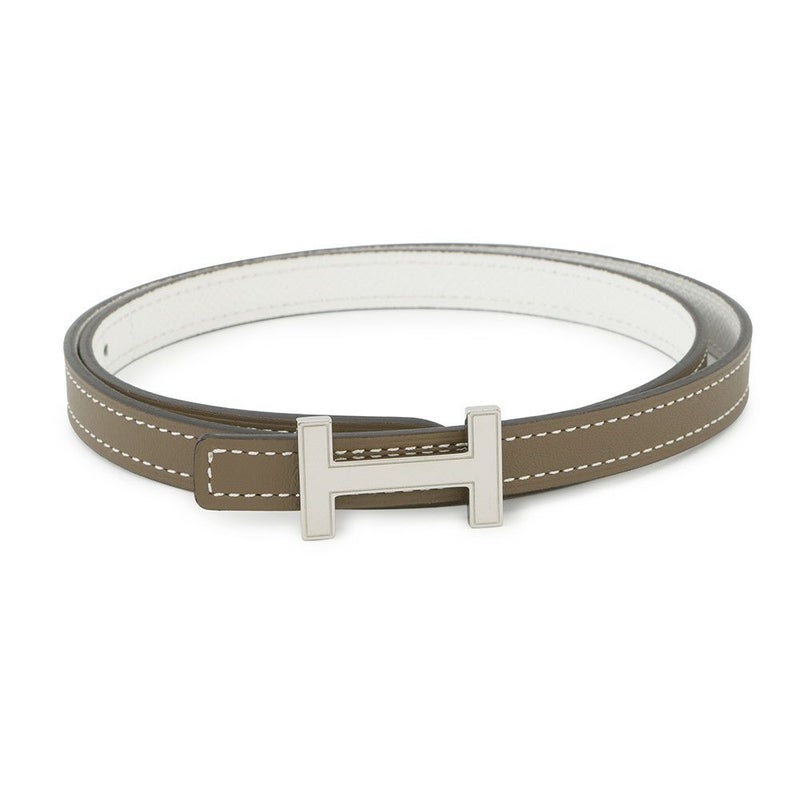 エルメス ベルト Hリバーシブル エトゥープ/ホワイト/シルバー金具 スイフト/エプソン W刻印 レディースサイズ70