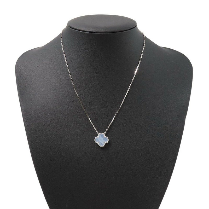 ヴァンクリーフ&アーペル ネックレス ヴィンテージ アルハンブラ ペンダント カルセドニー K18WGホワイトゴールド VCARD34900