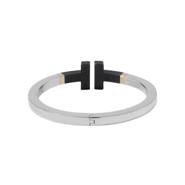 ティファニー ブレスレット Tスクエア バングル SV925/SSブラックコーティング/K18YG ジュエリー